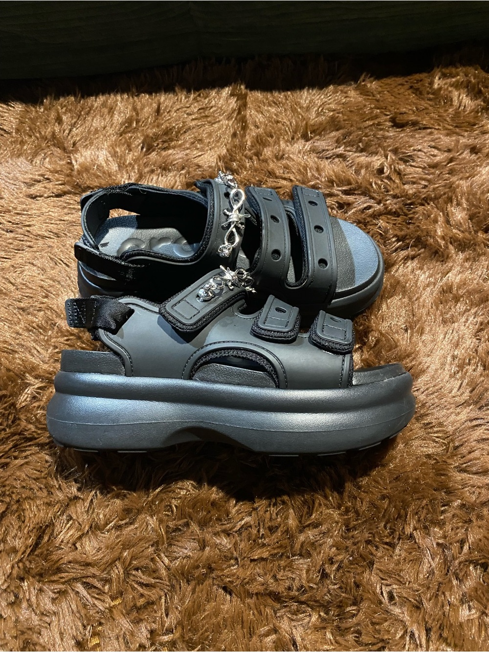 CROCS Soho Sport- Black Triple-Strap Platform Sandals - Picture 6 of 6